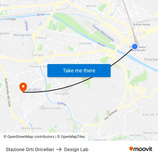 Orti Oricellari Station to Design Lab map