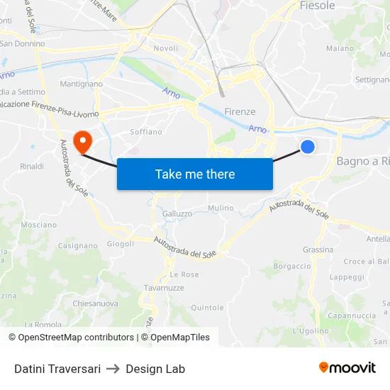 Datini Traversari to Design Lab map