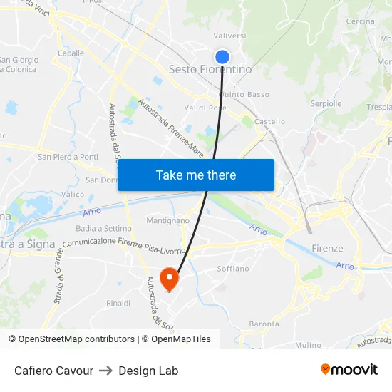Cafiero Cavour to Design Lab map