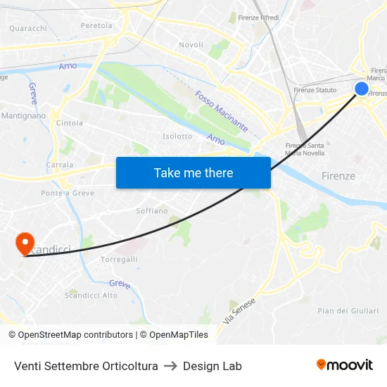 Venti Settembre Horticulture to Design Lab map
