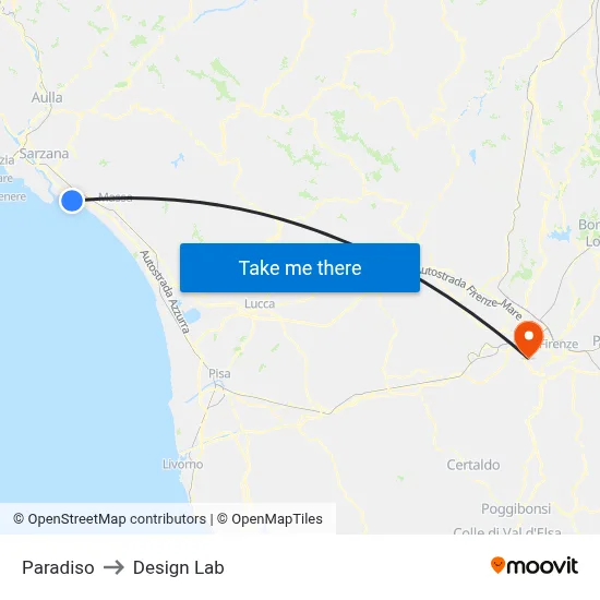 Paradiso to Design Lab map