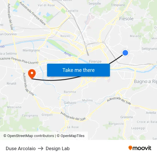 Duse Arcolaio to Design Lab map