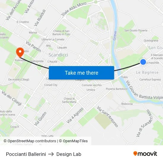 Poccianti Ballerini to Design Lab map
