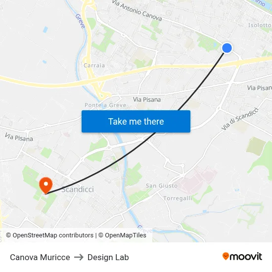 Canova Muricce to Design Lab map