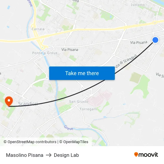 Masolino Pisana to Design Lab map
