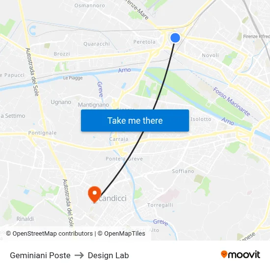 Geminiani Post Office to Design Lab map