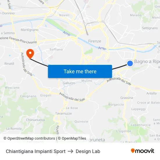 Chiantigiana Sports Facilities to Design Lab map
