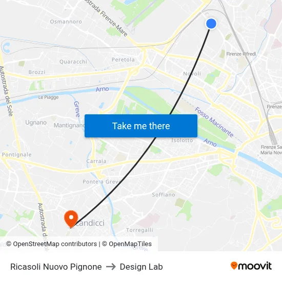Ricasoli Nuovo Pignone to Design Lab map