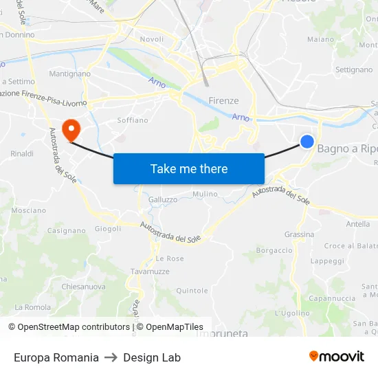 Europe Romania to Design Lab map