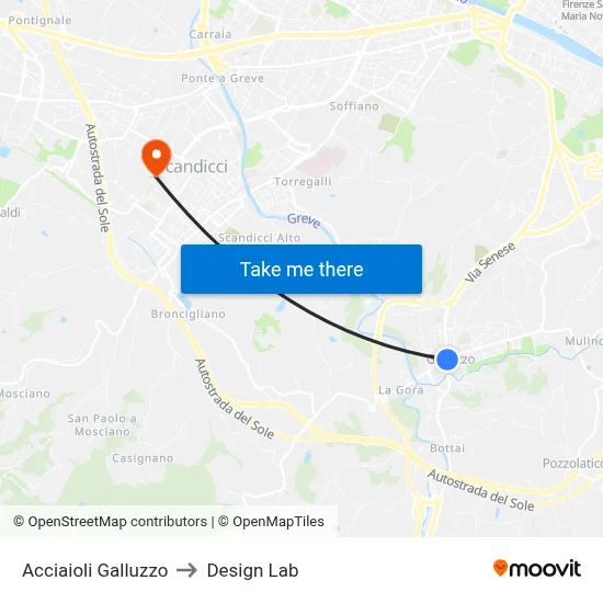 Acciaioli Galluzzo to Design Lab map