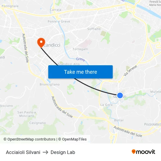 Acciaioli Silvani to Design Lab map