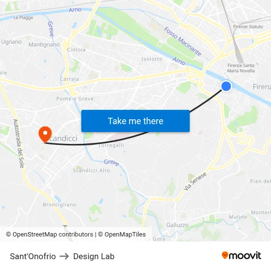 Sant'Onofrio to Design Lab map