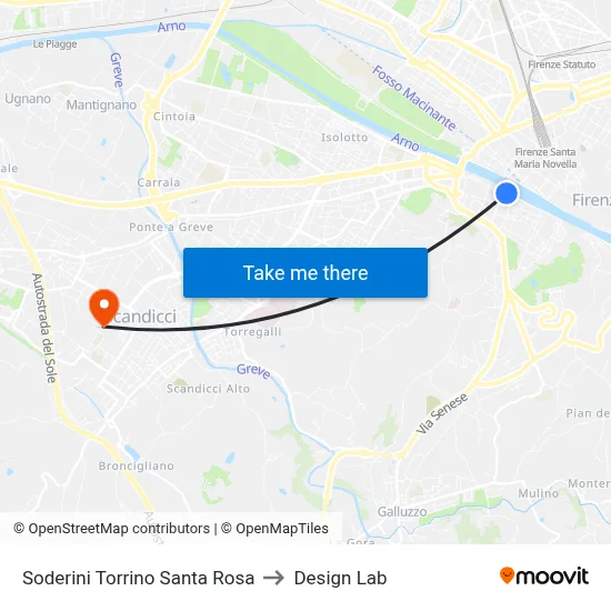 Soderini Torrino Santa Rosa to Design Lab map