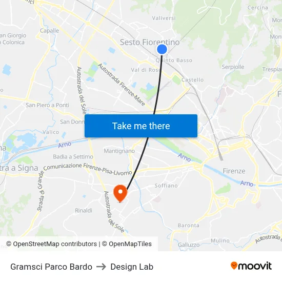 Gramsci Bardo Park to Design Lab map