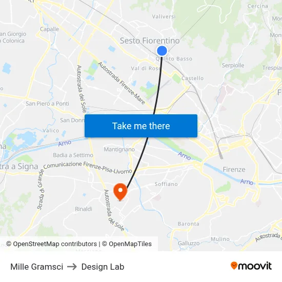 Mille Gramsci to Design Lab map