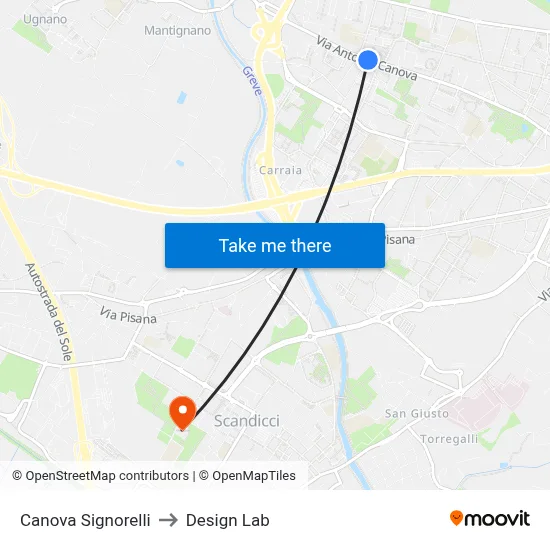 Canova Signorelli to Design Lab map
