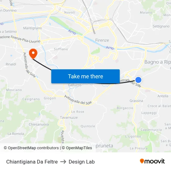 Chiantigiana Da Feltre to Design Lab map