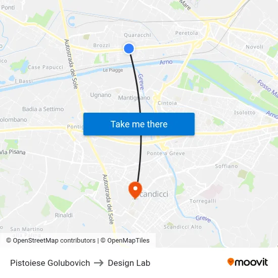 Pistoiese Golubovich to Design Lab map