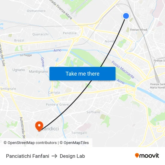 Panciatichi Fanfani to Design Lab map