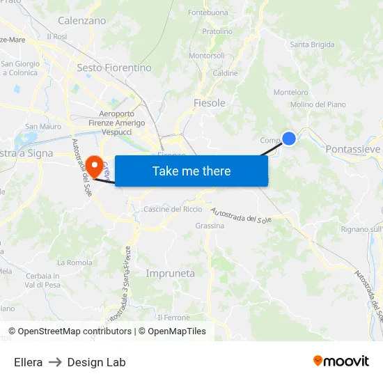 Ellera to Design Lab map