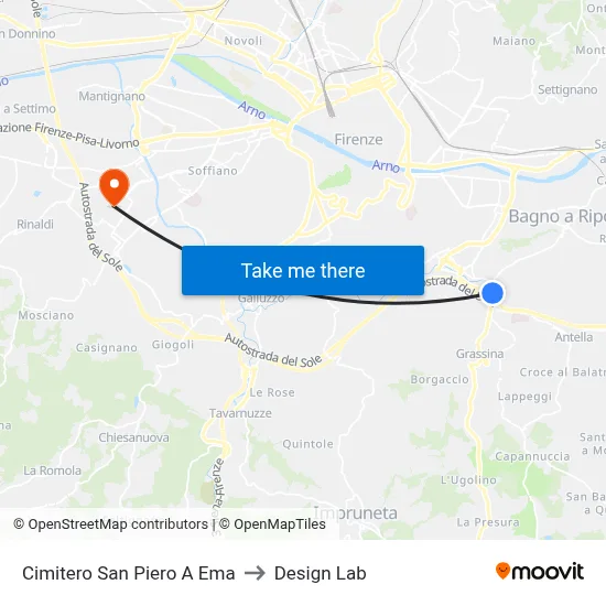 San Piero A Ema Cemetery to Design Lab map