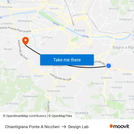 Chiantigiana Ponte A Niccheri to Design Lab map