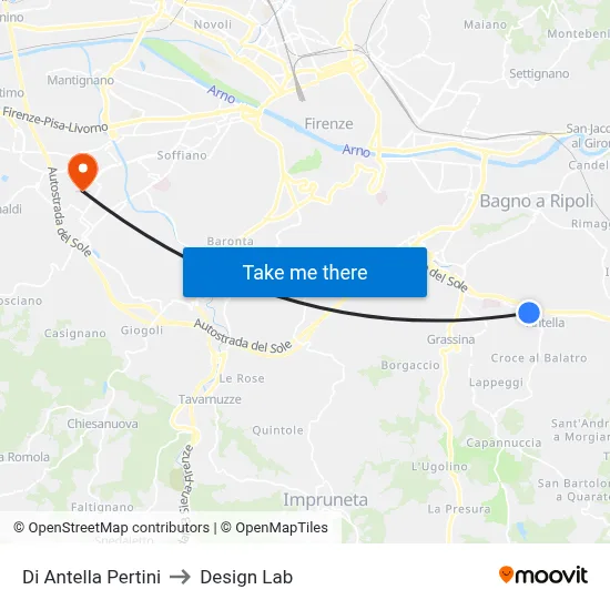Antella Pertini to Design Lab map