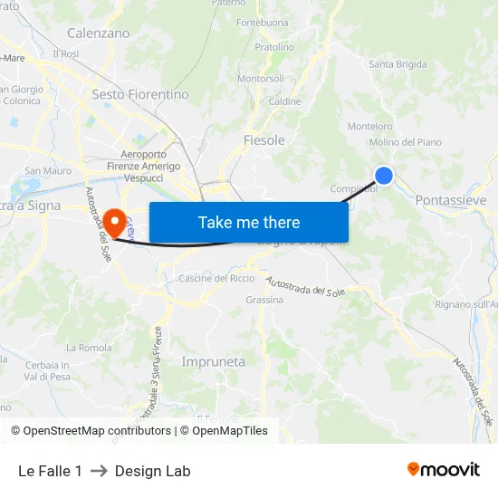 Le Falle 1 to Design Lab map