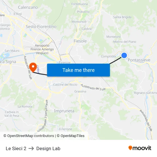Le Sieci 2 to Design Lab map