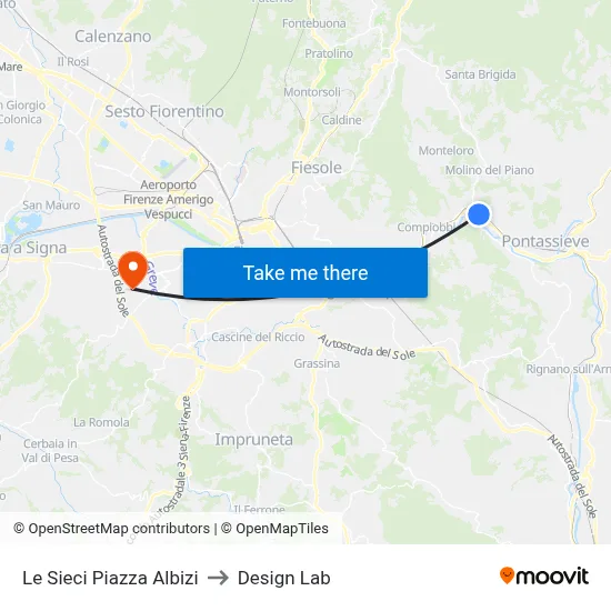 Le Sieci Albizi Square to Design Lab map