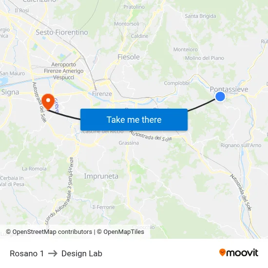 Rosano 1 to Design Lab map