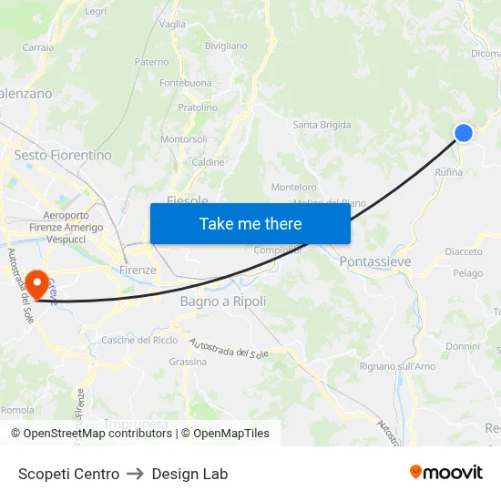 Scopeti Center to Design Lab map