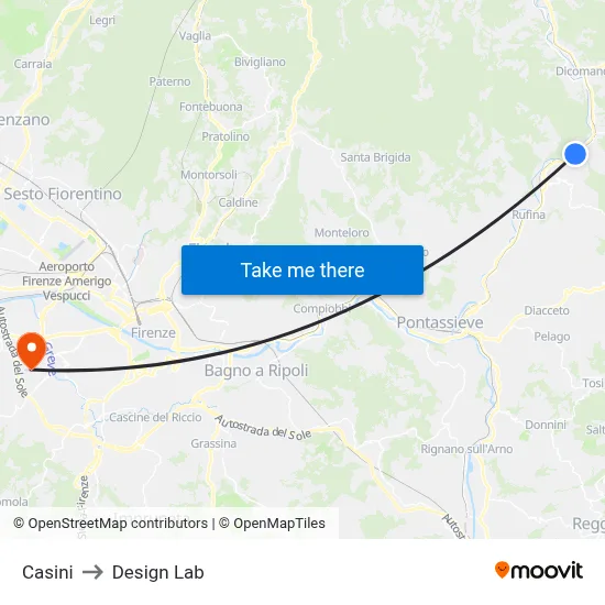Casini to Design Lab map