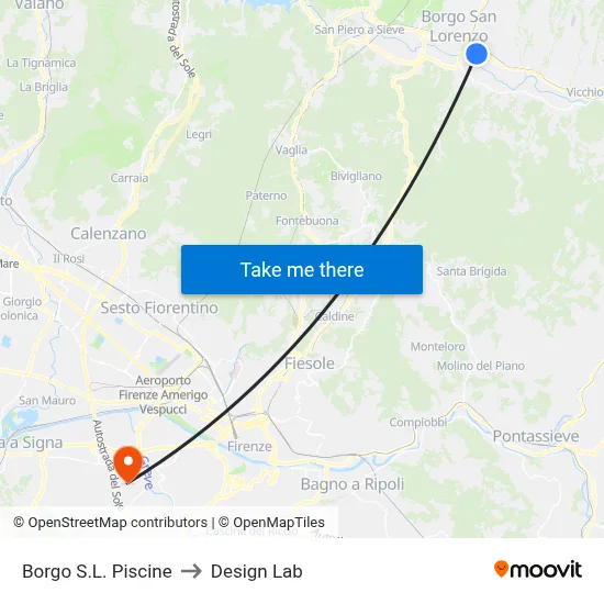 Borgo San Lorenzo Pools to Design Lab map