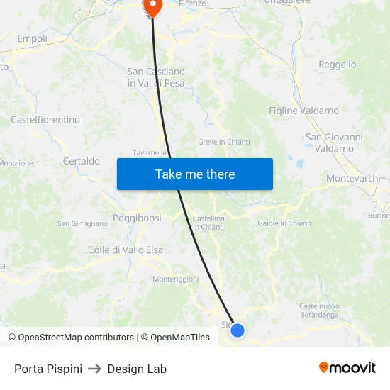 Porta Pispini to Design Lab map