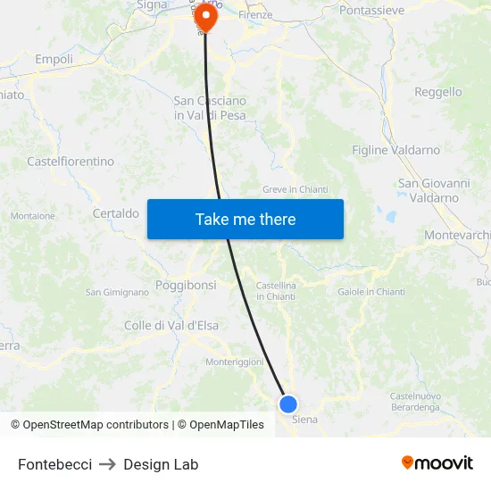 Fontebecci to Design Lab map