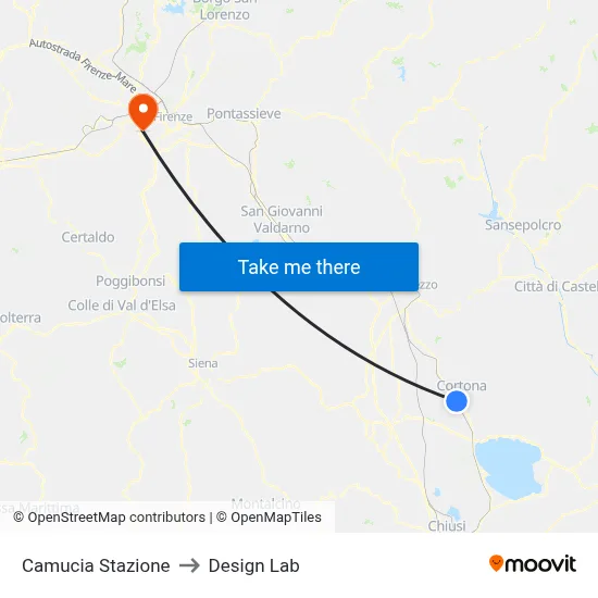 Camucia Station to Design Lab map