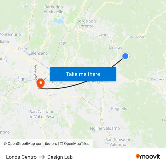 Londa Center to Design Lab map