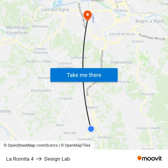 La Romita 4 to Design Lab map