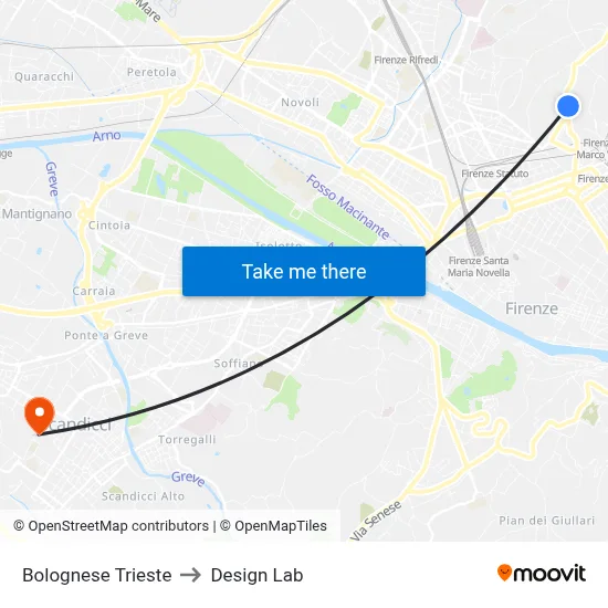 Bolognese Trieste to Design Lab map