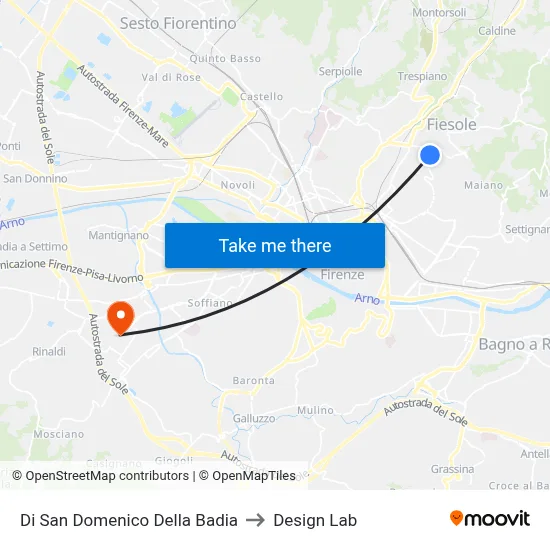 San Domenico Della Badia to Design Lab map