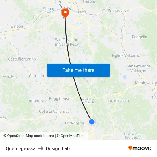 Quercegrossa to Design Lab map