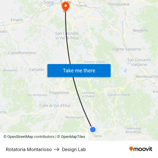 Montarioso Roundabout to Design Lab map