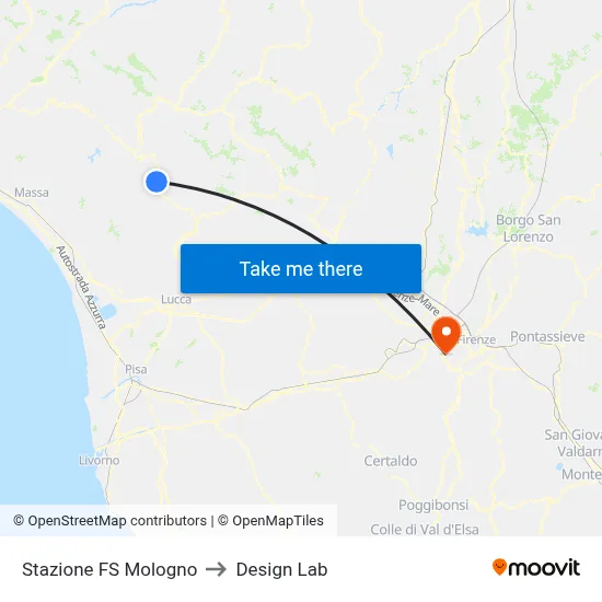 Mologno Railway Station to Design Lab map