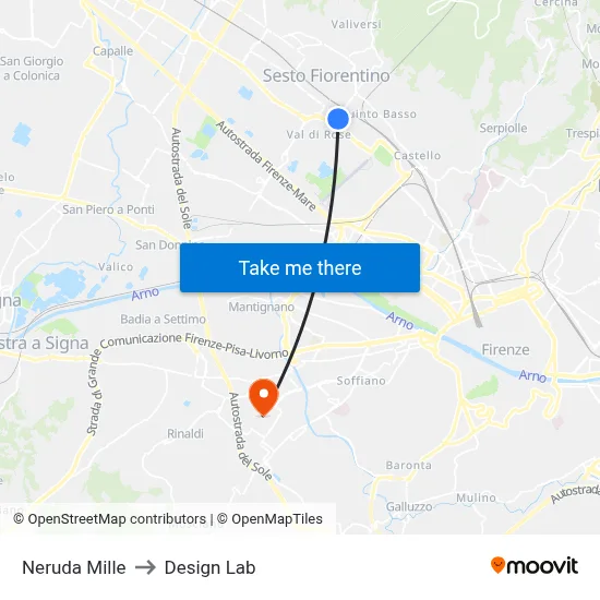 Neruda Mille to Design Lab map