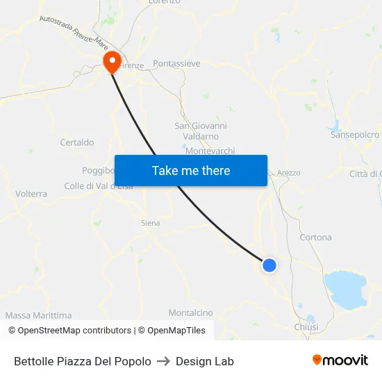 Bettolle People's Square to Design Lab map