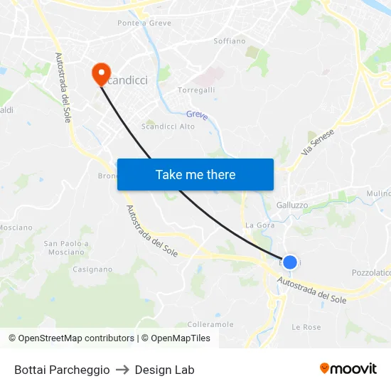 Bottai Parking to Design Lab map