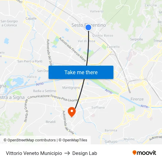 Vittorio Veneto City Hall to Design Lab map