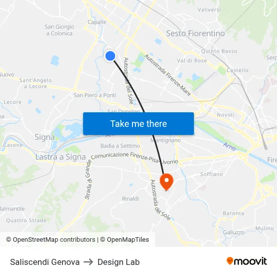 Saliscendi Genova to Design Lab map