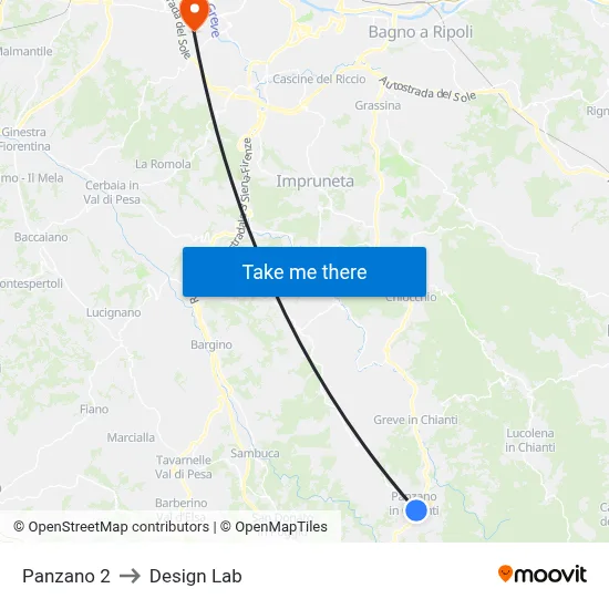 Panzano 2 to Design Lab map